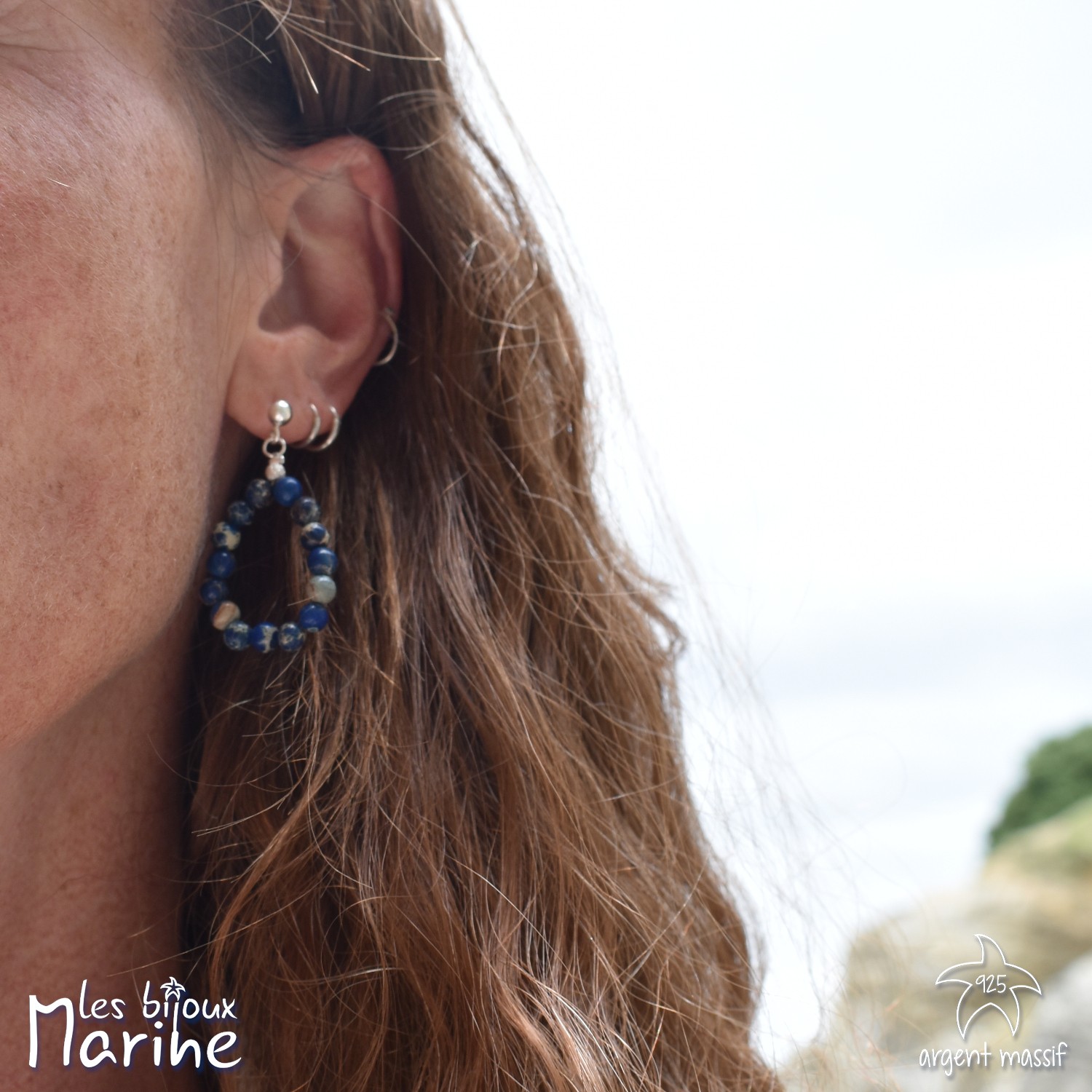 Boucles d'oreilles gouttes Variscite blue