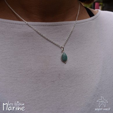 Collier chaîne forçat goutte amazonite argent 925