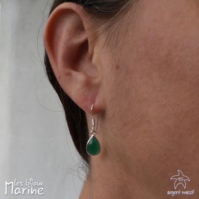 Boucles d'oreilles goutte Agate verte