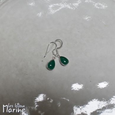 Boucles d'oreilles goutte Agate verte