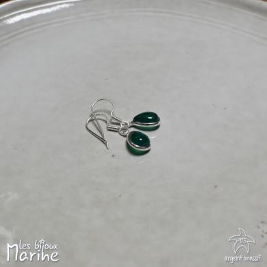 Boucles d'oreilles goutte Agate verte