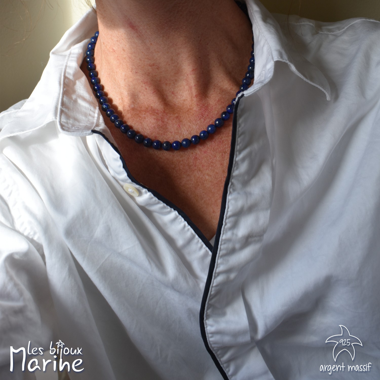 Collier lapis-lazuli 6mm