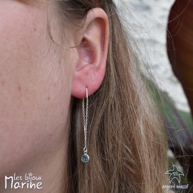 Boucles d'oreilles chaîne et oxyde de zirconium topaze