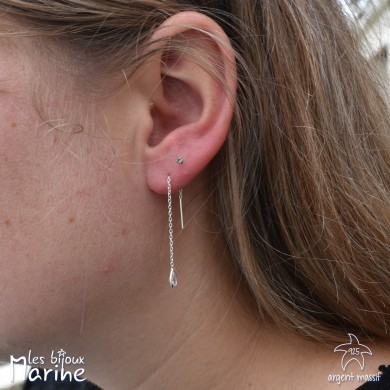 Boucles d'oreilles chaîne traversante goutte avec oxyde de zirconium