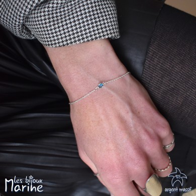 Bracelet oxyde de zirconium bleu topaze