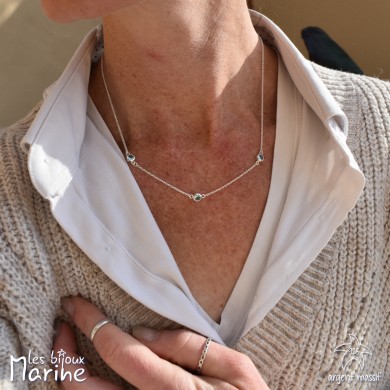 Collier trio oxyde de zirconium bleu topaze