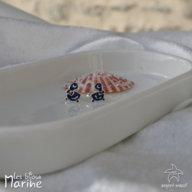 Boucles d'oreilles canard bleu marine