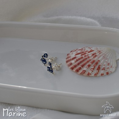 Boucles d'oreilles canard bleu marine