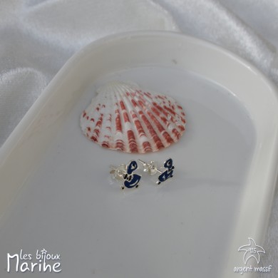 Boucles d'oreilles canard bleu marine