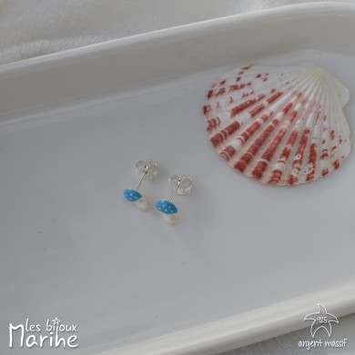 Boucles d'oreilles champignon bleu