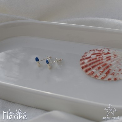 Boucles d'oreilles champignon bleu marine