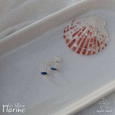 Boucles d'oreilles champignon bleu marine