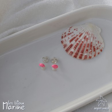 Boucles d'oreilles champignon rose