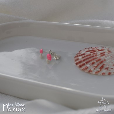 Boucles d'oreilles champignon rose