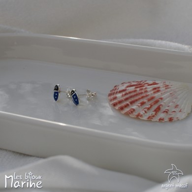 Boucles d'oreilles coccinelle bleu marine