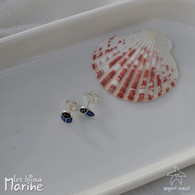 Boucles d'oreilles coccinelle bleu marine