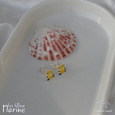 Boucles d'oreilles ours jaune