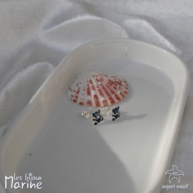 Boucles d'oreilles ours bleu marine