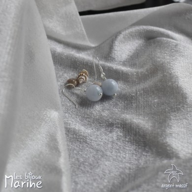 Boucles d'oreilles Aigue-marine 10mm