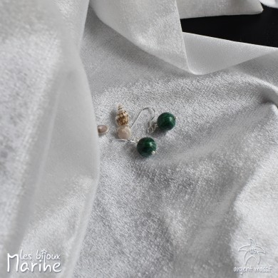 Boucles d'oreilles Malachite 10mm