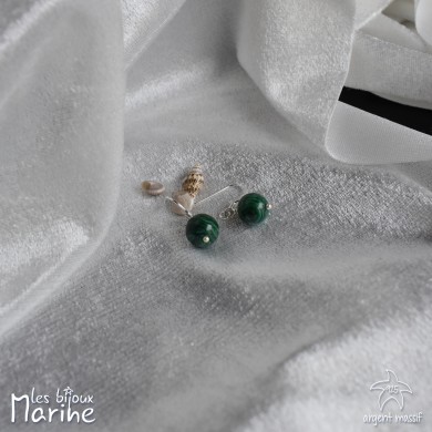 Boucles d'oreilles Malachite 10mm