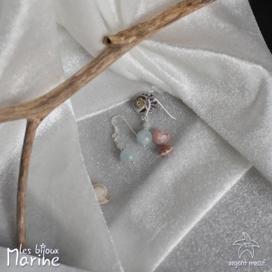 Boucles d'oreilles double Aigue-marine