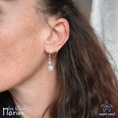 Boucles d'oreilles double Aigue-marine