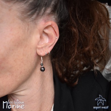 Boucles d'oreilles double Hématite