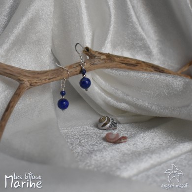 Boucles d'oreilles double lapis-lazuli