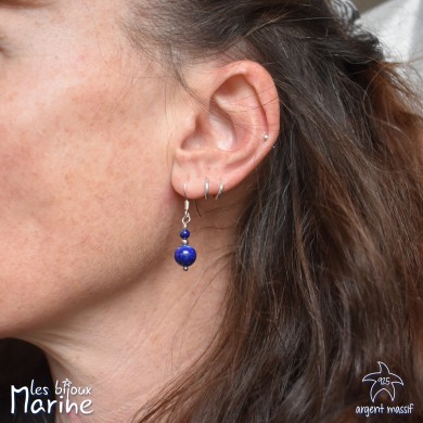 Boucles d'oreilles double lapis-lazuli