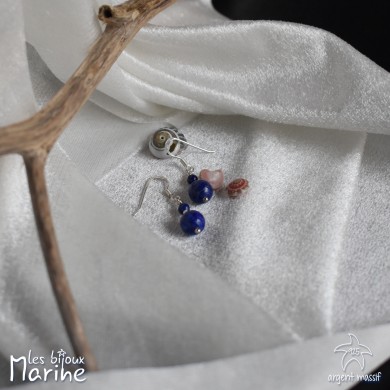 Boucles d'oreilles double lapis-lazuli