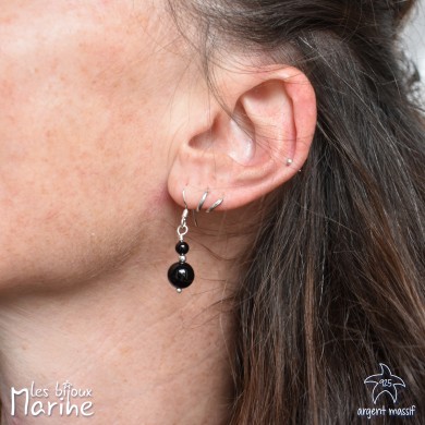 Boucles d'oreilles double Onyx