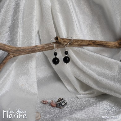 Boucles d'oreilles double Onyx