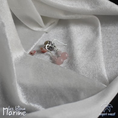 Boucles d'oreilles double Quartz rose