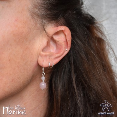 Boucles d'oreilles double Quartz rose