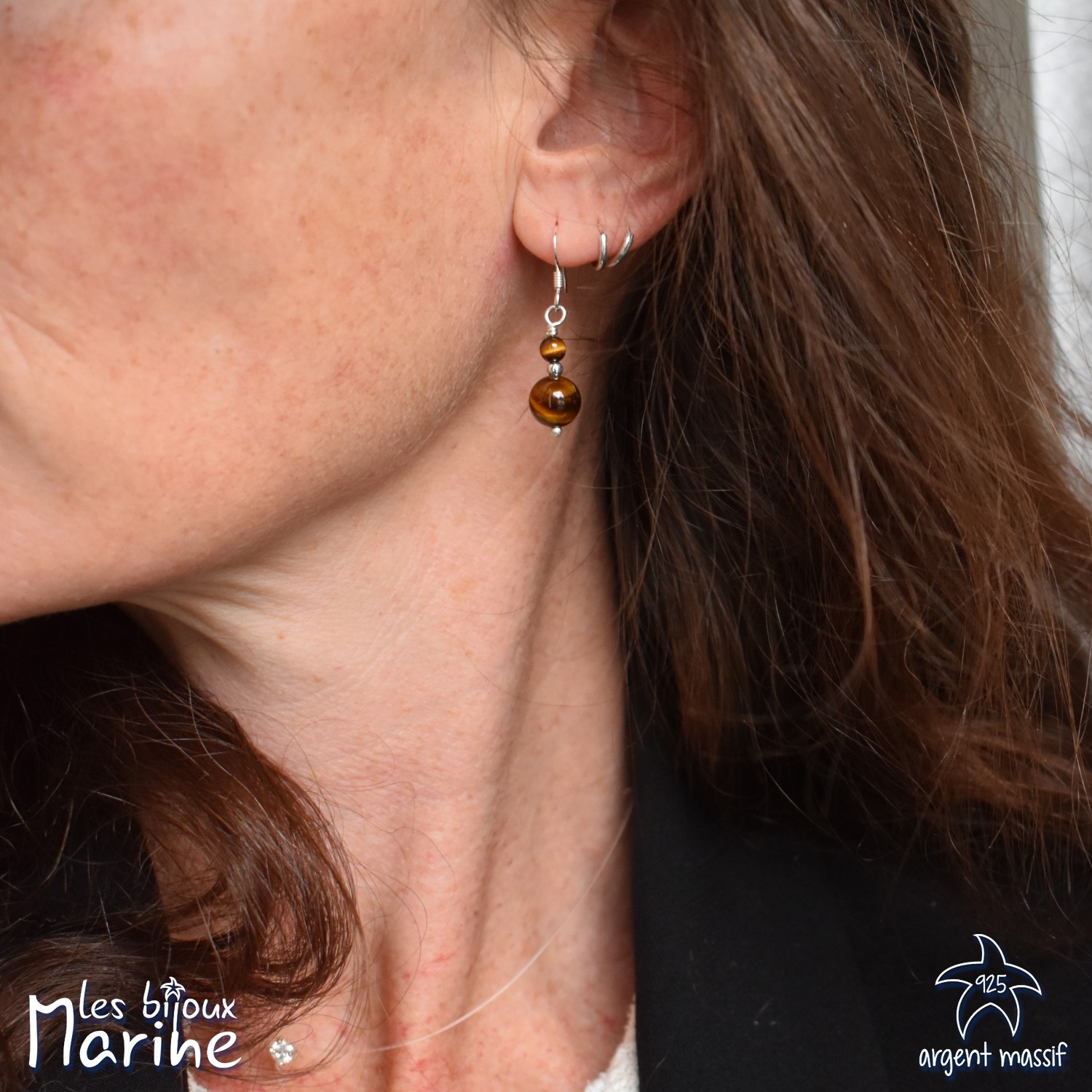 Boucles d'oreilles double Oeil de tigre