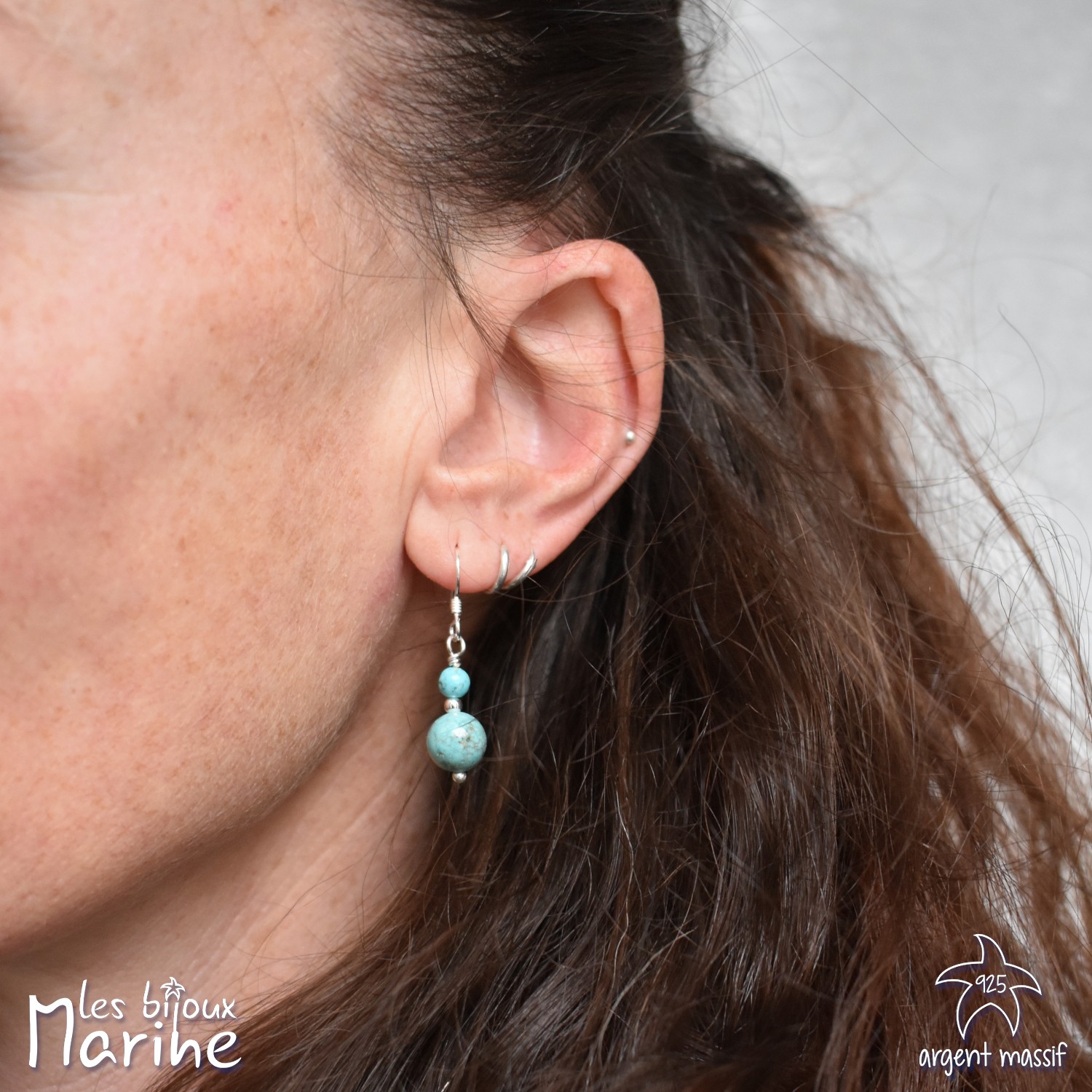 Boucles d'oreilles double Turquoise