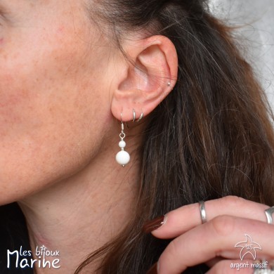 Boucles d'oreilles double White shell