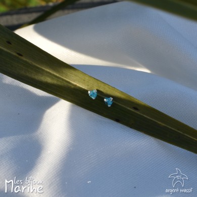 Boucles d'oreilles clous coeur strass turquoise