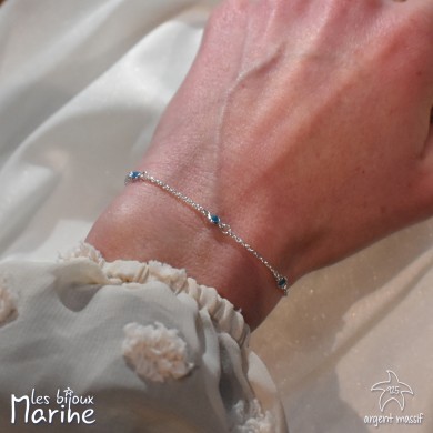 Bracelet multi-oxydes de zirconium bleu topaze