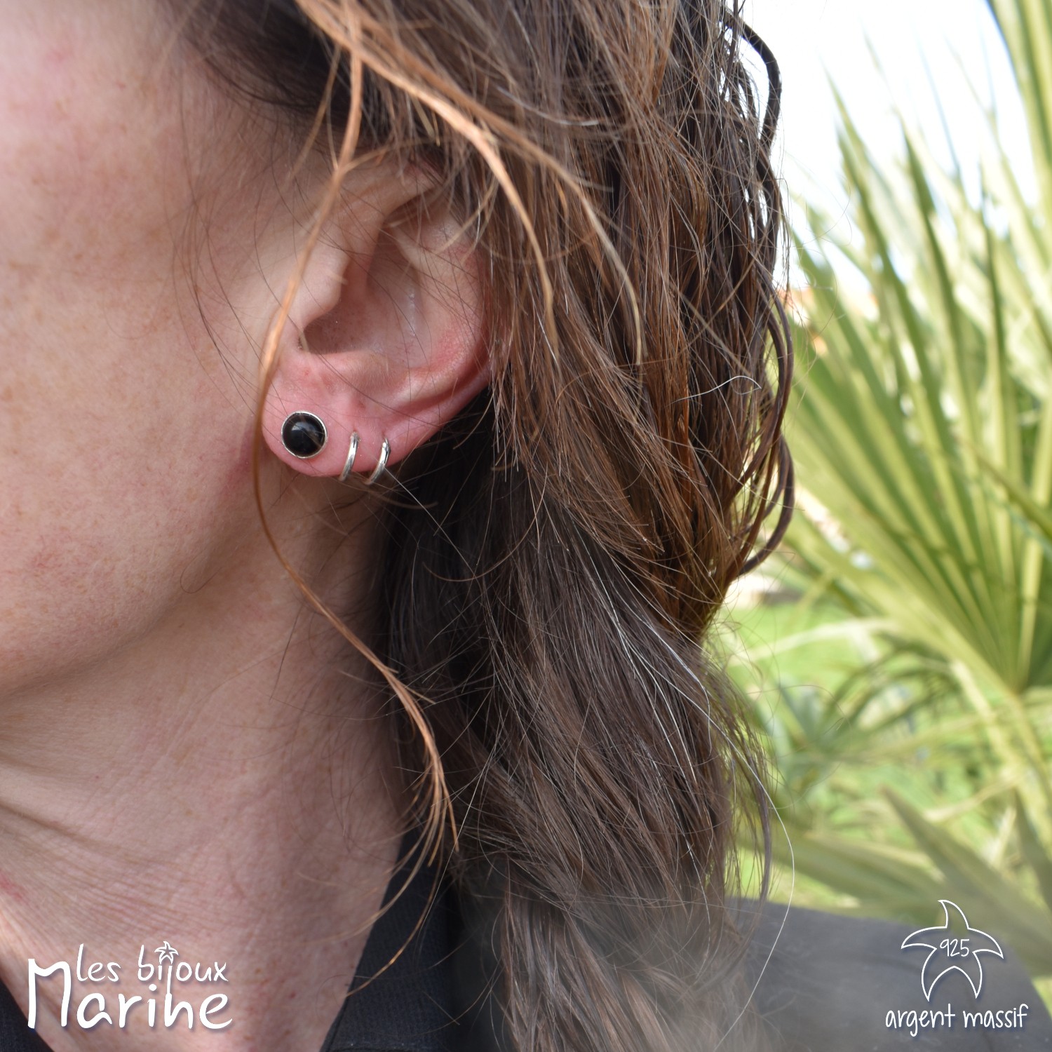 Boucles d'oreilles clous Onyx