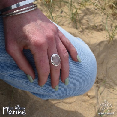 Bague Quartz rose ajustable